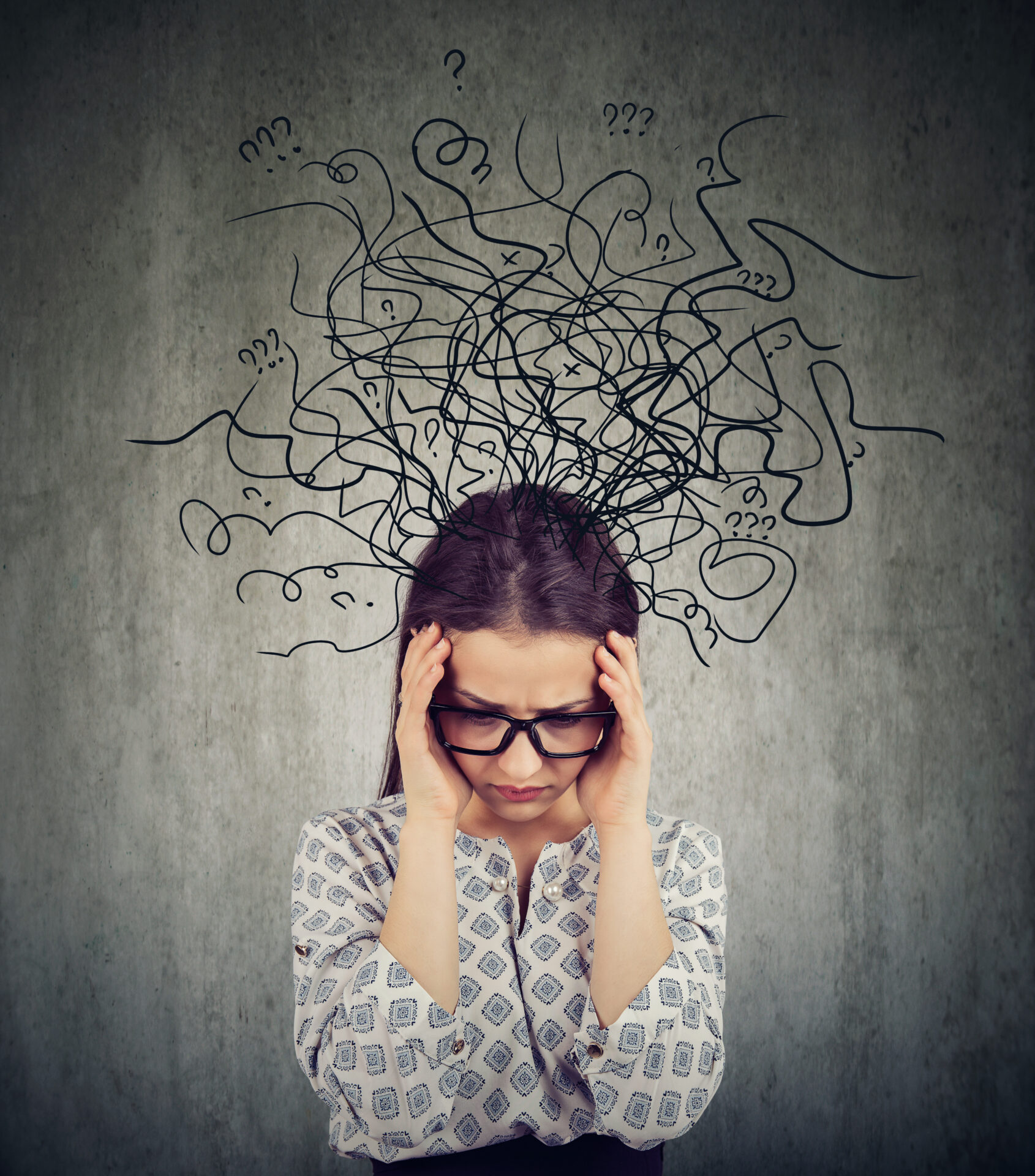 Anxious woman in depression