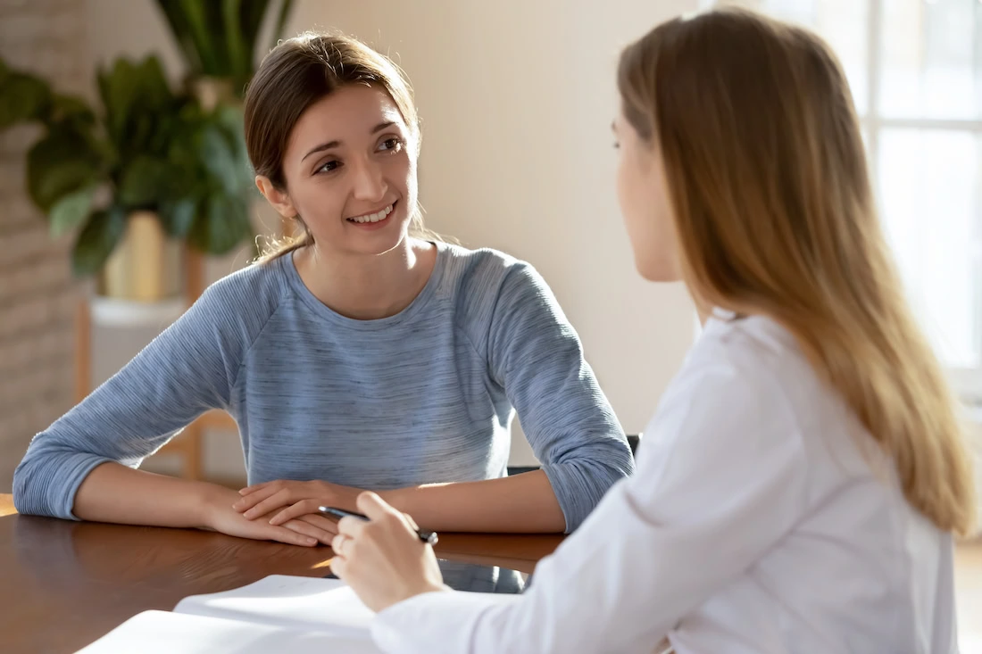 A person participates in therapy in mental health services.