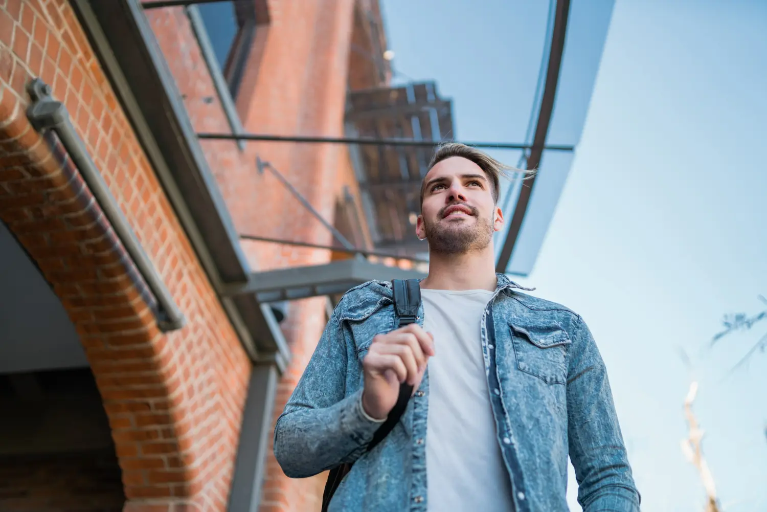 man walking outside